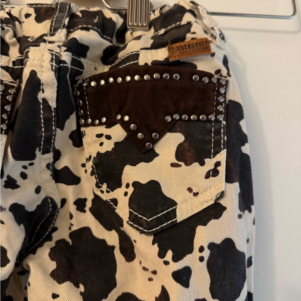 Cow Print Flared Rodeo Pants - Picture 3 of 3